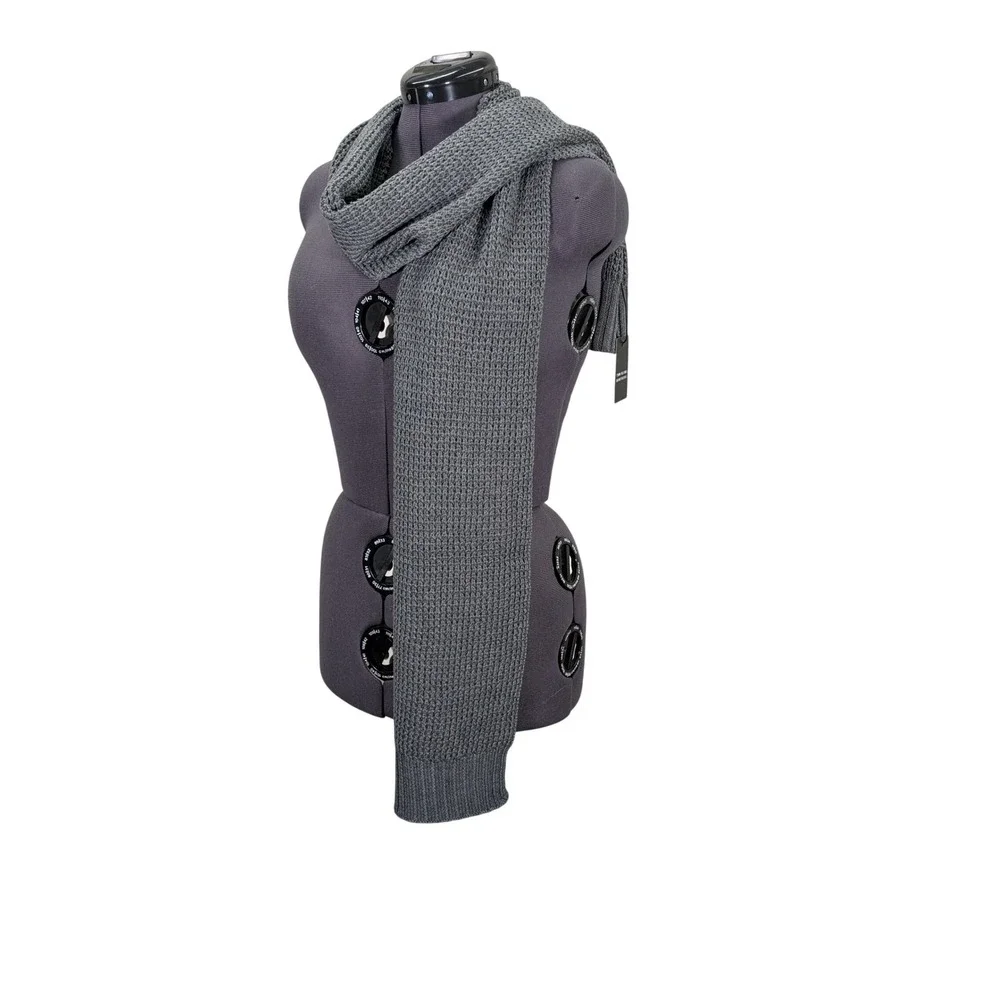 Two Blind Brothers Waffle‎ Knit Scarf Unisex Gray Winter Cozy Ethical New
